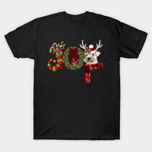 Christmas Joy Dwarf Stocking Reindeer Miniature Schnauzer T-Shirt